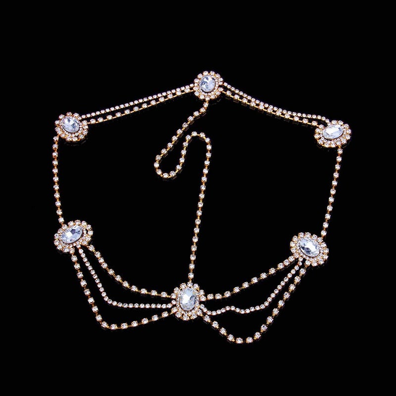 Missgrace Women Dainty Bohemian Rhinestones Head Chain Hair Accessories for Bridal - Image 4